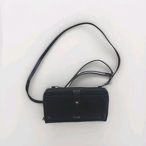 The Sak Smartphone Black Leather Zip-Around Crossbody Bag And Wallet Iris